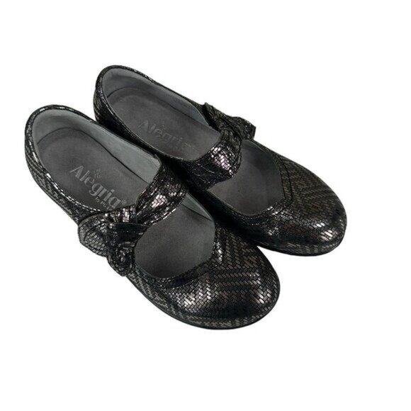Alegria Ella Women SZ 36 Pewter Dazzle Mary Jane Pump Shoes Gray Metallic Comfy - Picture 10 of 12